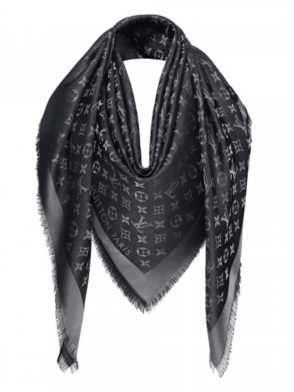 Louis Vuitton Black Monogram Shawl Scarf